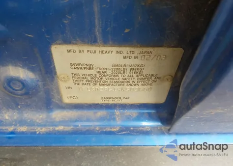 2004 Subaru Impreza Wrx from USA, damaged, VIN JF1GD29614G503660